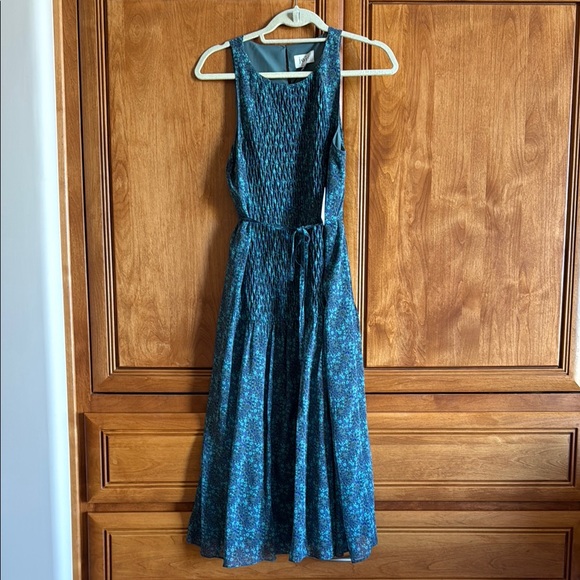 Joie Blue Green “KAT” Sill Midi Dress